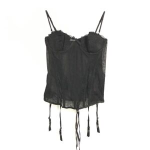 NWT Y2K Urban Behavior Goth Lace Corset Top M With Garter Belt Black